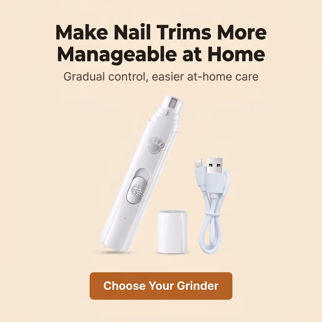 Complete pet nail trimmer set with charging cable and grinding heads ready to ship