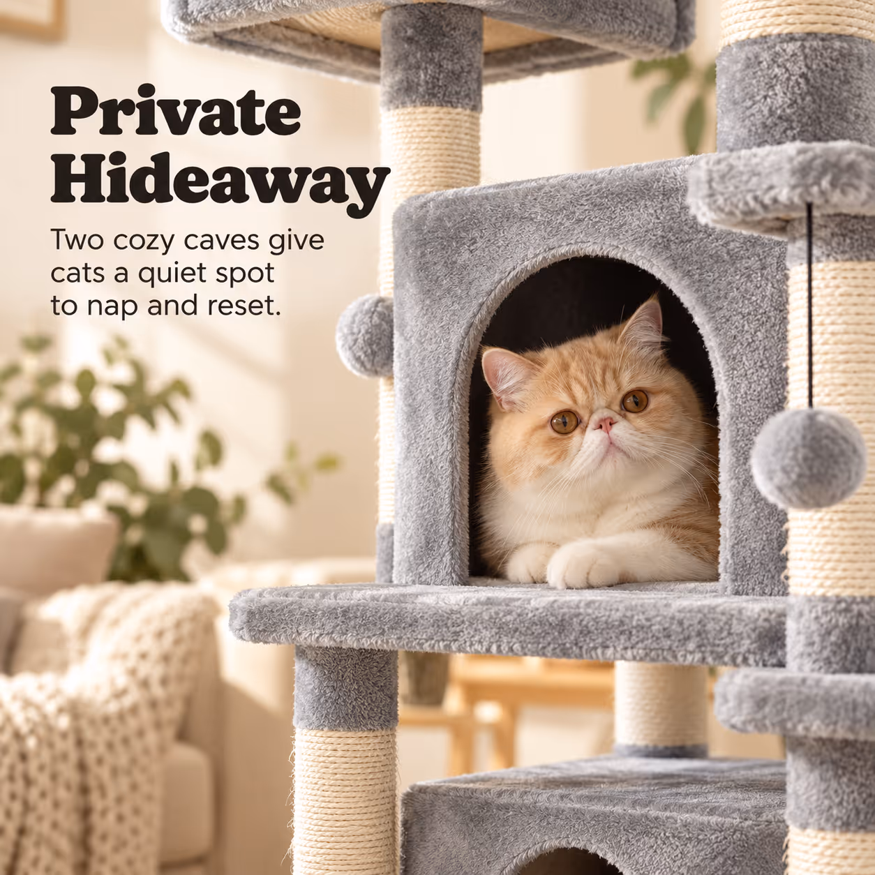 Cat Tree, 67.7 Inches Large Tower, Cat Condo — Section 4-2