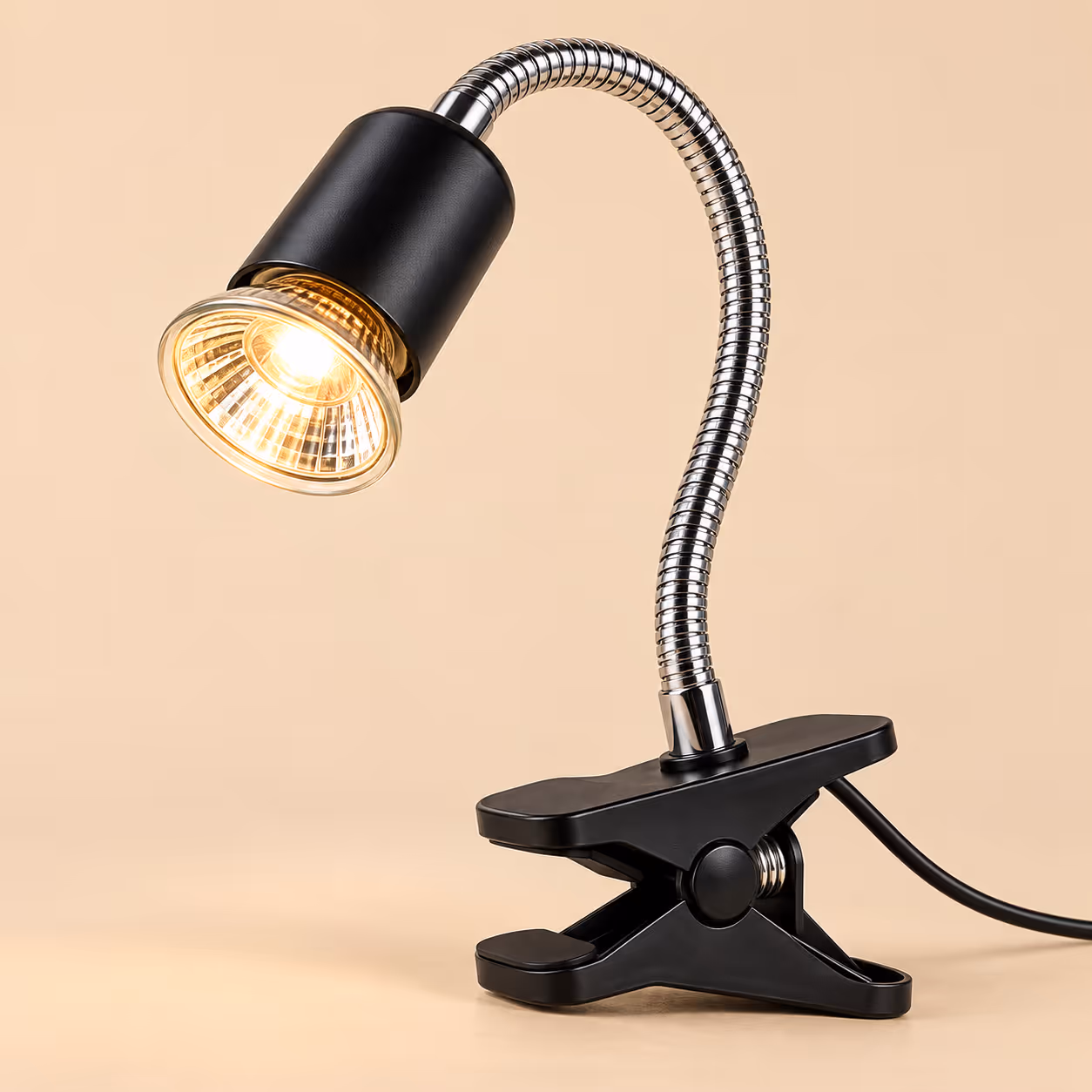 Clip-On Reptile Basking Heat Lamp with Bulb